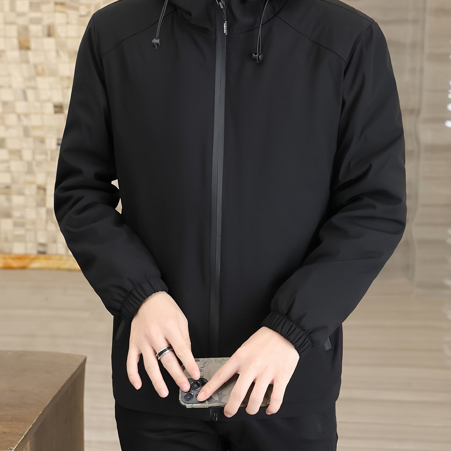 Heren Hooded Windbreaker - Zwarte Urban Edge