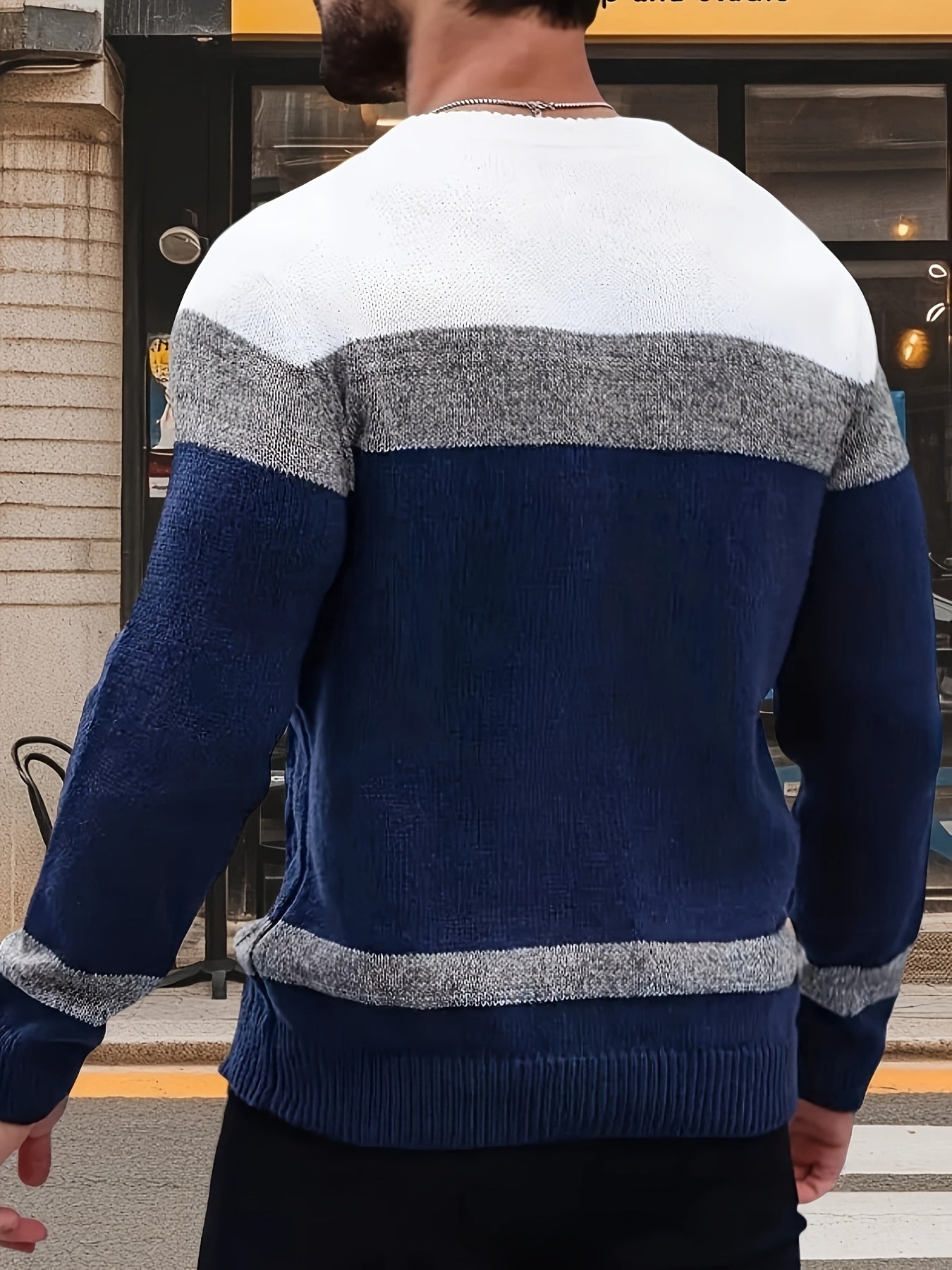 Color Block Crew Neck Sweater