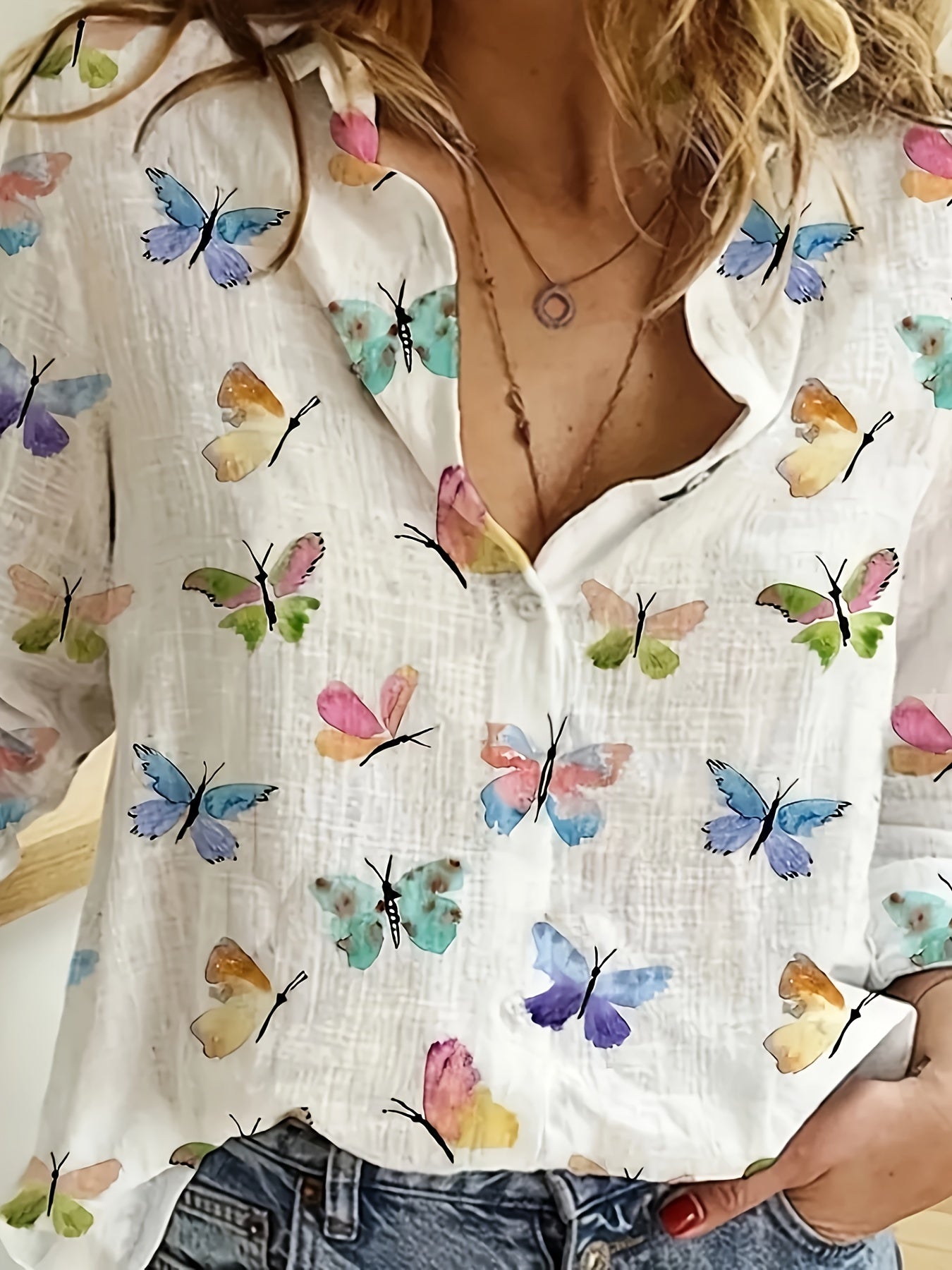 Chique Vlinderprint Blouse voor Dames