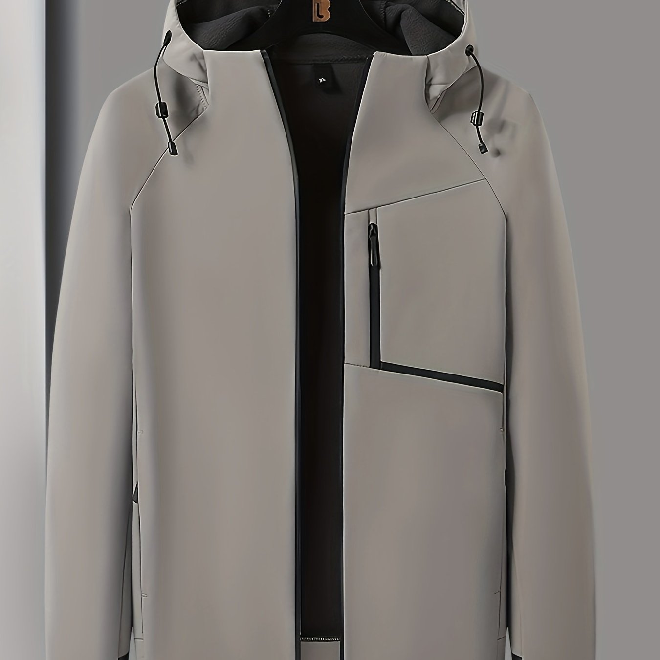 Heren Winddichte Fleece-Gevoerde Hoodie - Zwarte Outdoor Allure