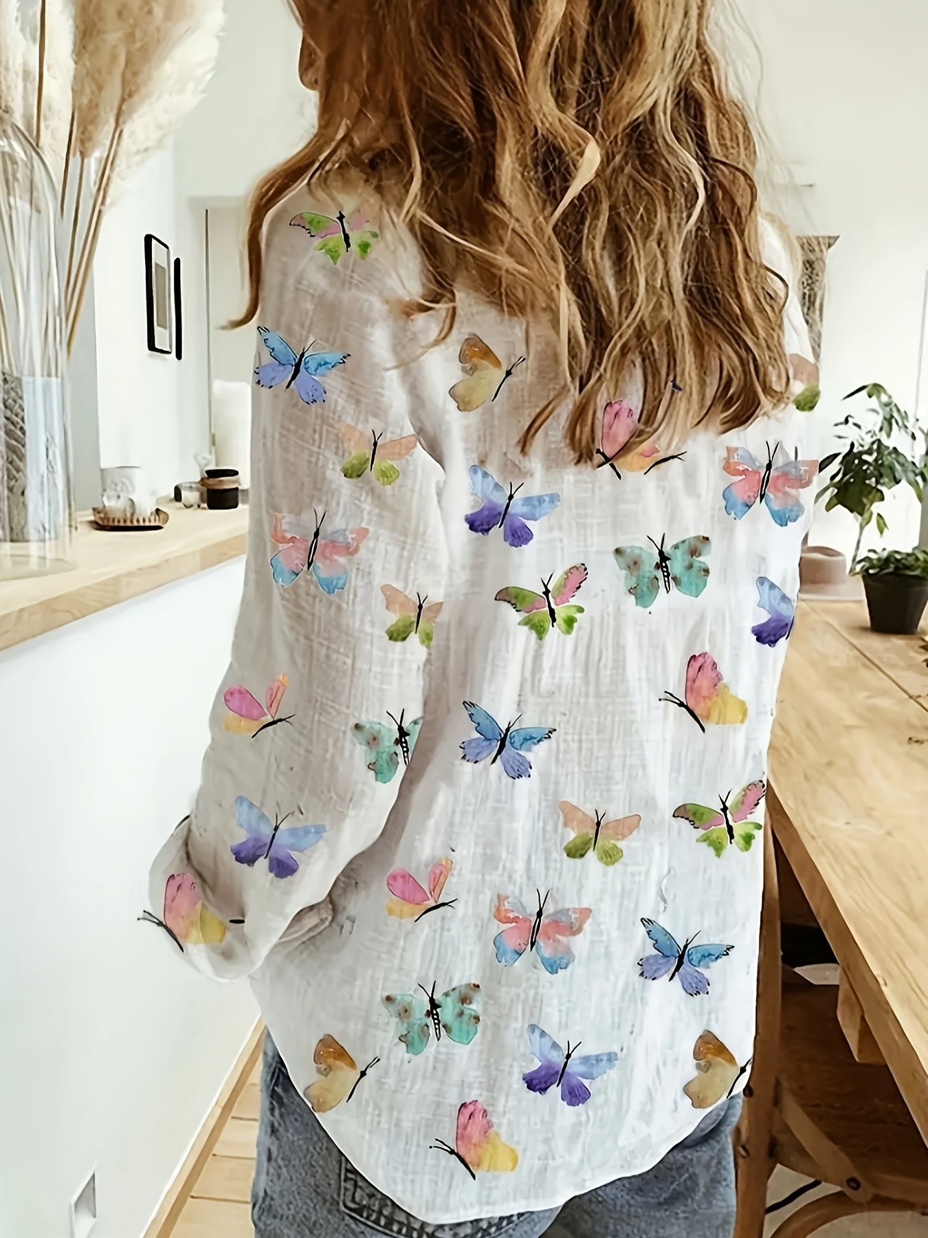 Chique Vlinderprint Blouse voor Dames