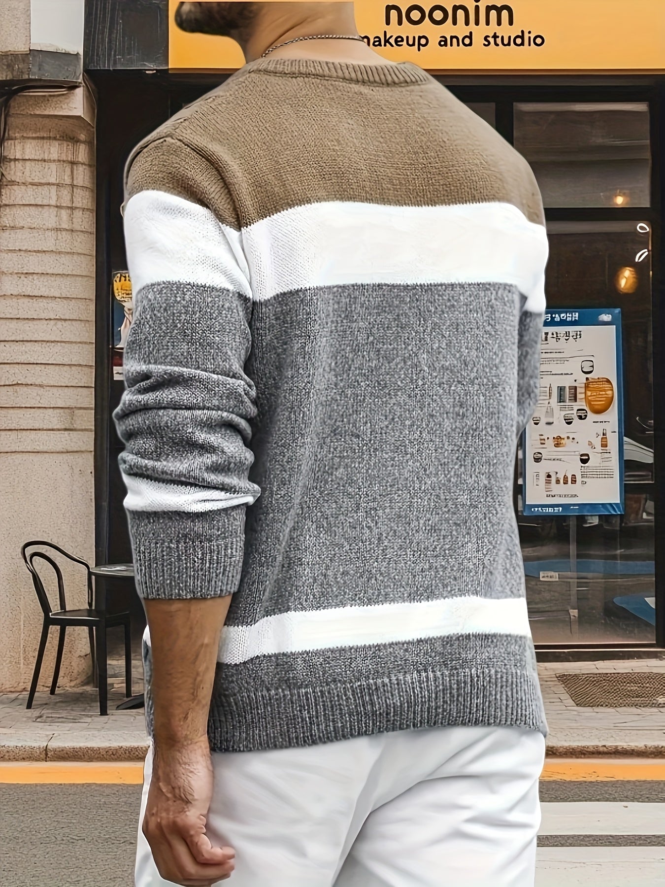 Color Block Crew Neck Sweater