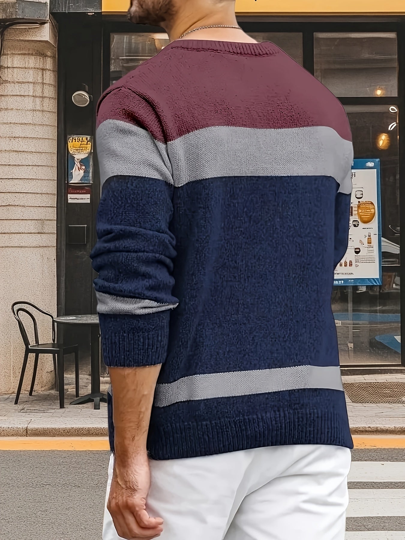 Color Block Crew Neck Sweater