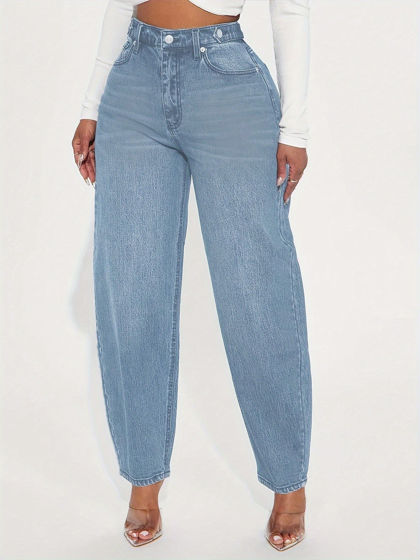 Retro Blauwe Hoge Taille Jeans
