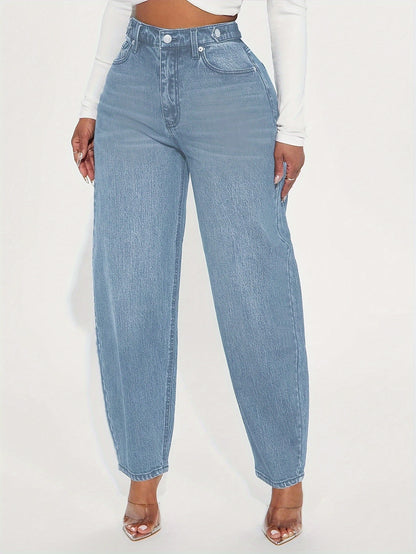 Retro Blauwe Hoge Taille Jeans
