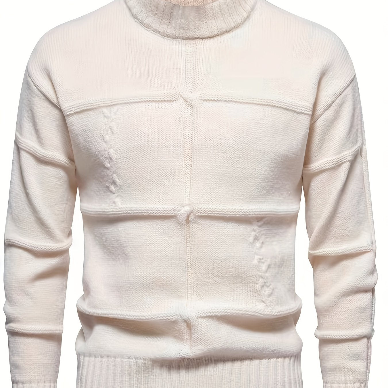 Casual Crew Neck Sweater - Cable-Knit