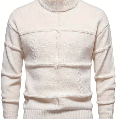 Casual Crew Neck Sweater - Cable-Knit