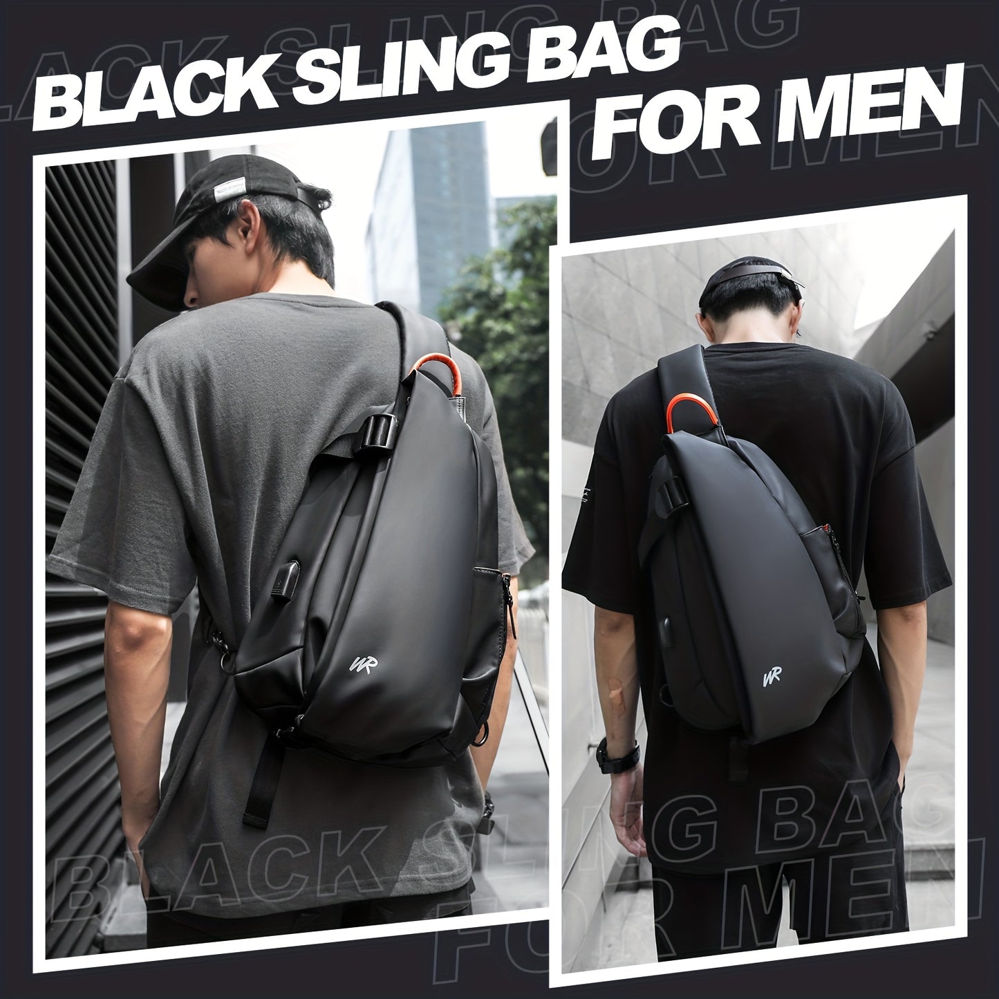 Black Sling Bag voor Heren