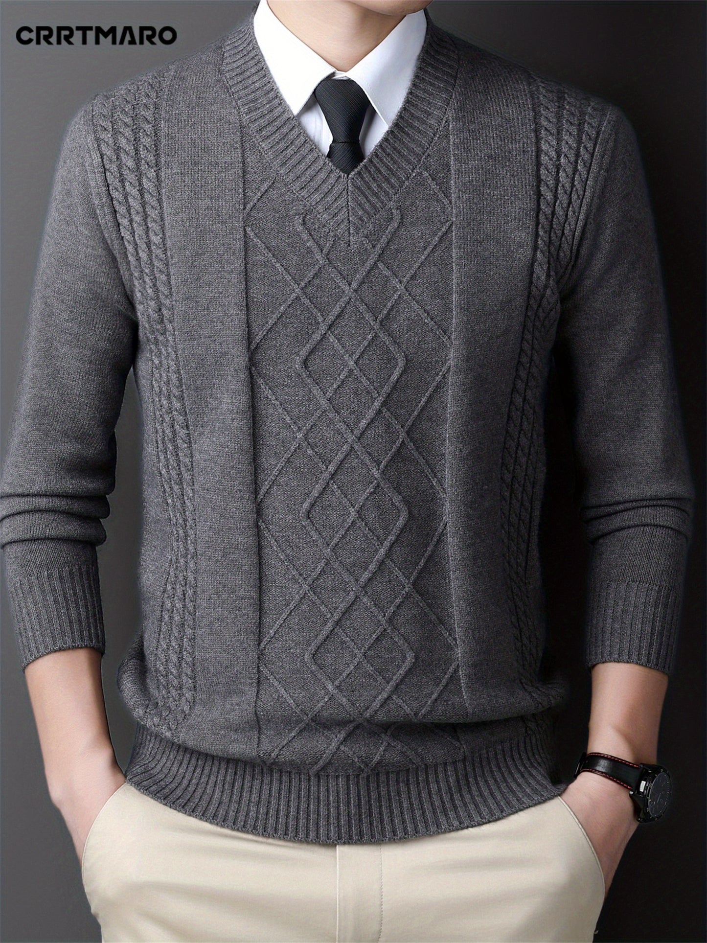 V-Neck Cable-Knit Sweater