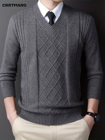 V-Neck Cable-Knit Sweater