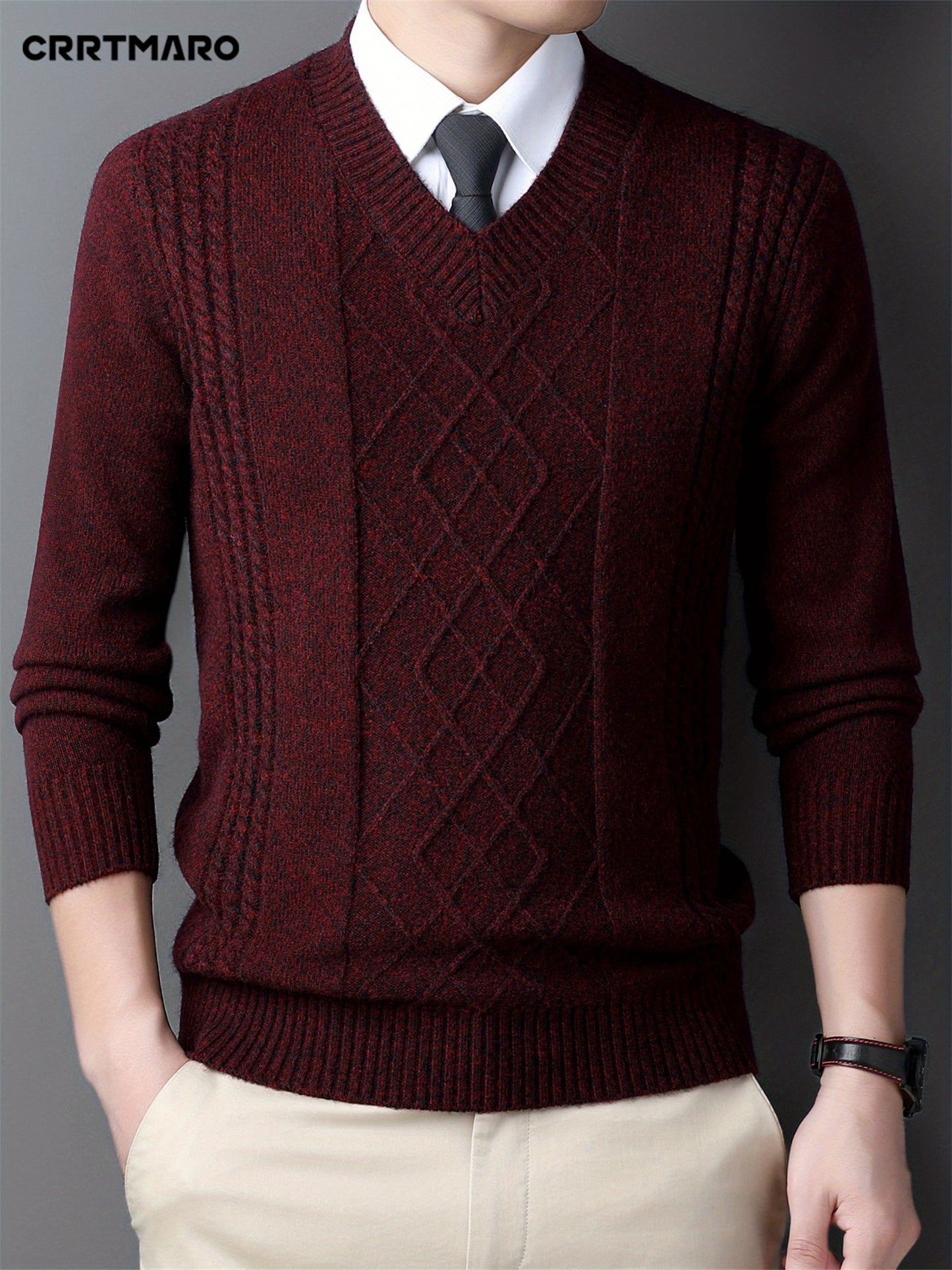 V-Neck Cable-Knit Sweater