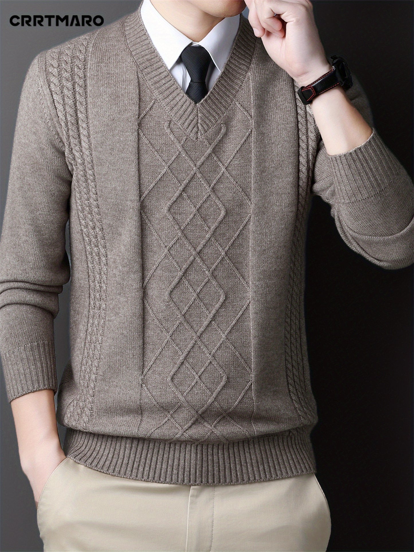 V-Neck Cable-Knit Sweater