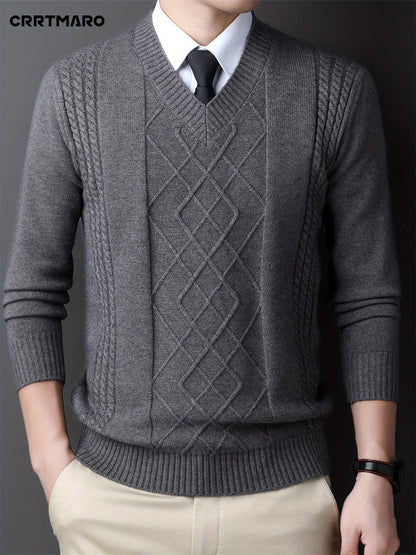 V-Neck Cable-Knit Sweater