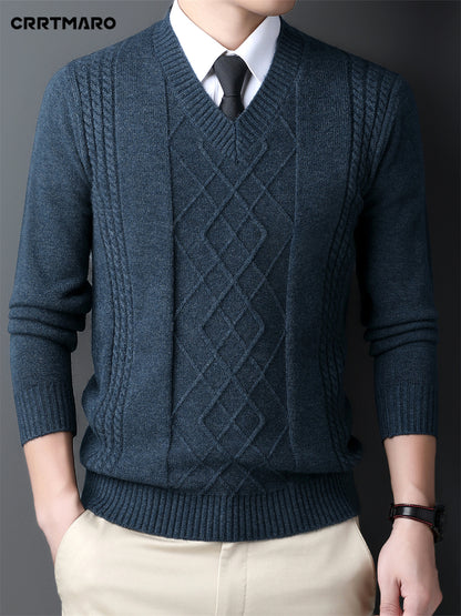 V-Neck Cable-Knit Sweater