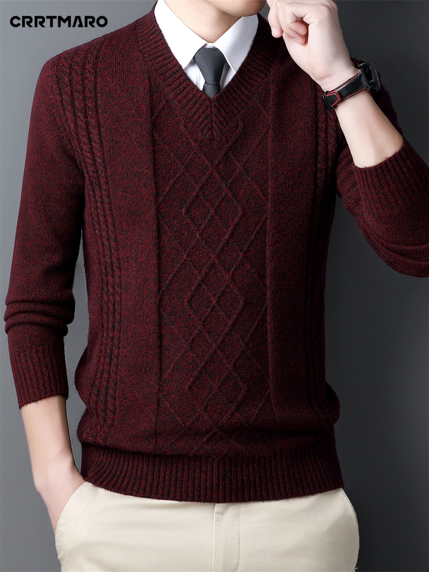 V-Neck Cable-Knit Sweater