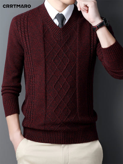 V-Neck Cable-Knit Sweater
