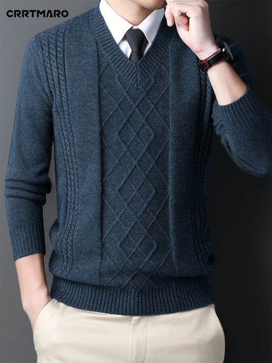 V-Neck Cable-Knit Sweater