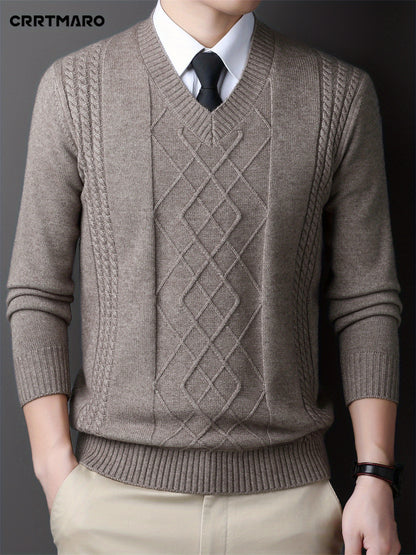 V-Neck Cable-Knit Sweater