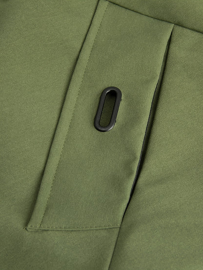 Heren Mid-Length Hooded Windbreaker - Olijfgroene Urban Flow