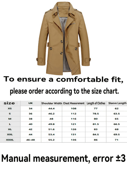 Unisex Classic Single-Breasted Trenchcoat - Tijdloos Olijfgroen