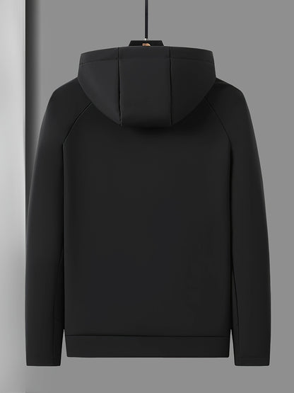 Heren Winddichte Fleece-Gevoerde Hoodie - Zwarte Outdoor Allure