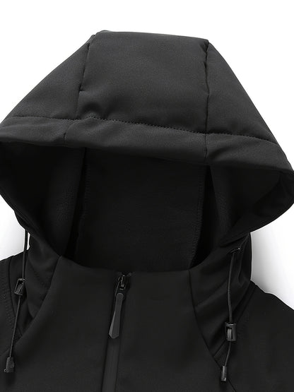 Heren Winddichte Fleece-Gevoerde Hoodie - Zwarte Outdoor Allure