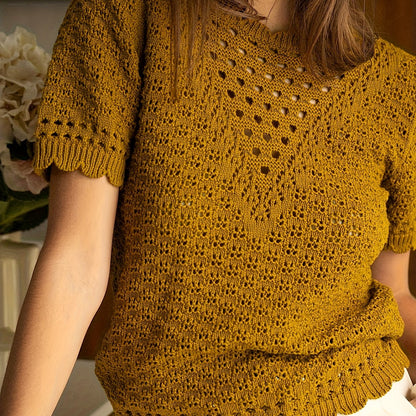 Dames Retro Pullover - Mosterdgele Lente Charme