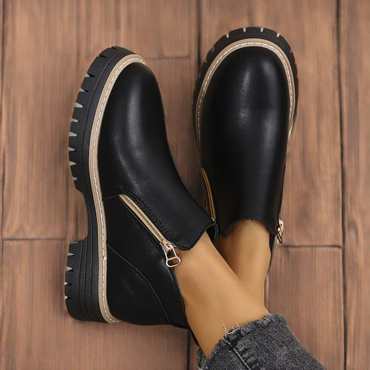 Dames Chic Zwarte PU Enkelboots