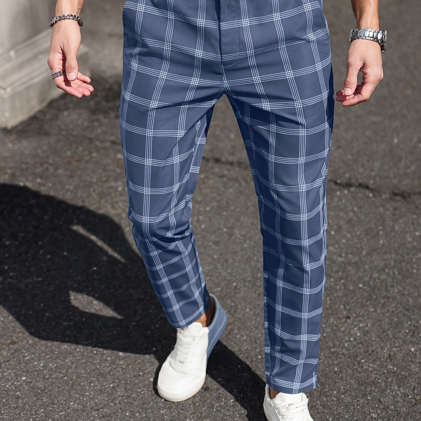 Heren Plaid Slim Fit Dress Pants - Patern Chic
