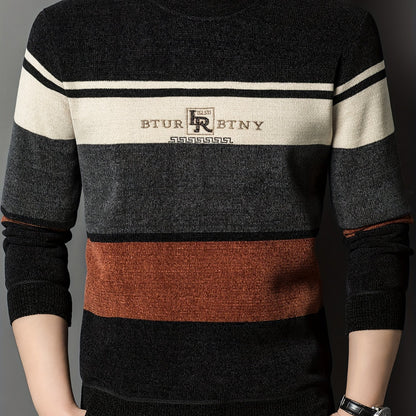 Winter Striped Crew Neck Sweater