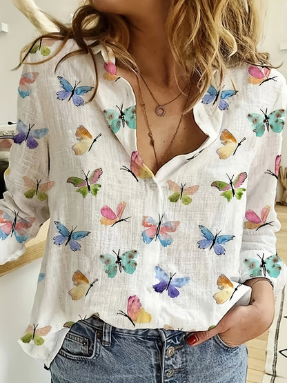 Chique Vlinderprint Blouse voor Dames