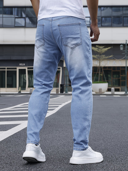 Heren Streetwear Denim Harem Pants - Lichtblauwe Urban Knots