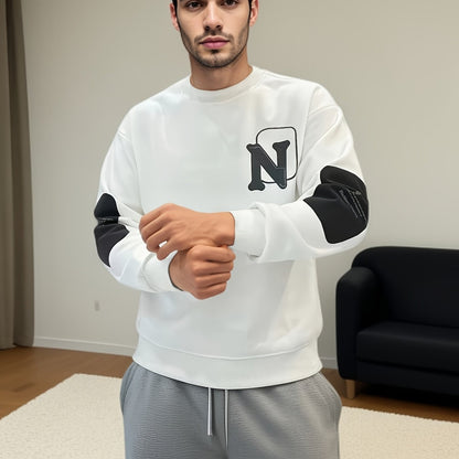 Heren Versatile Crew Neck Sweatshirt - Beige NY Stijl