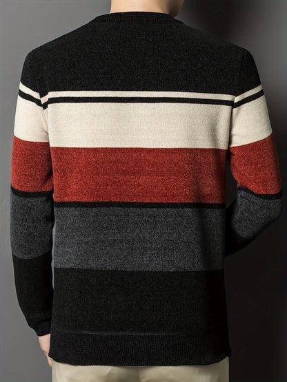 Winter Striped Crew Neck Sweater