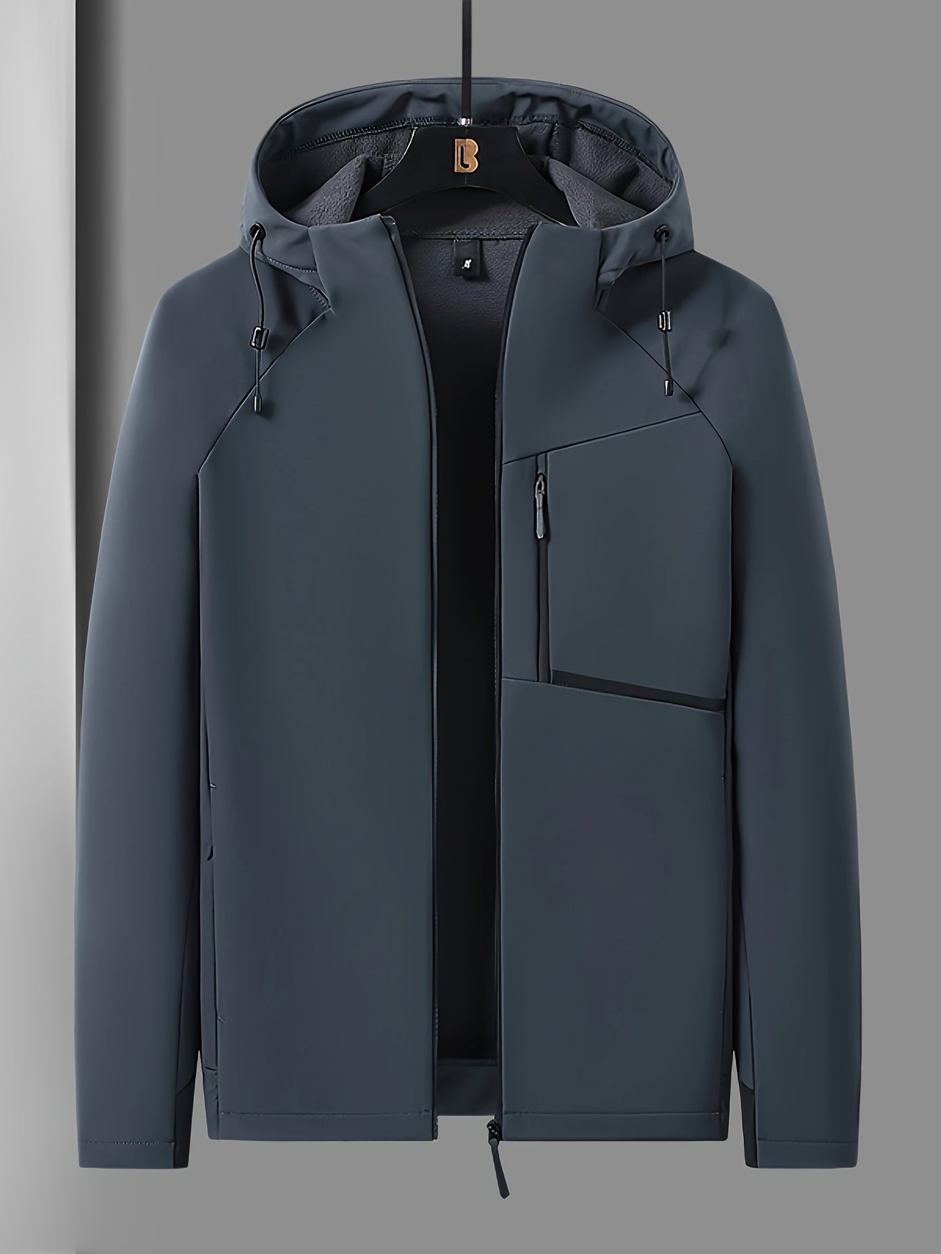 Heren Winddichte Fleece-Gevoerde Hoodie - Zwarte Outdoor Allure