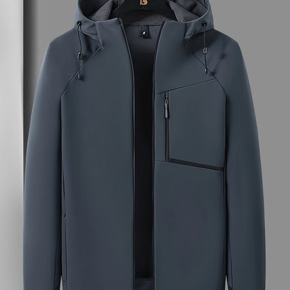 Heren Winddichte Fleece-Gevoerde Hoodie - Zwarte Outdoor Allure