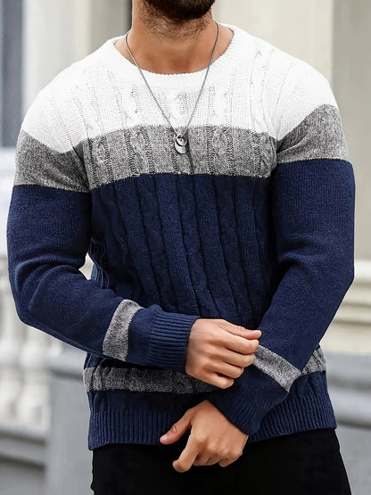 Color Block Crew Neck Sweater