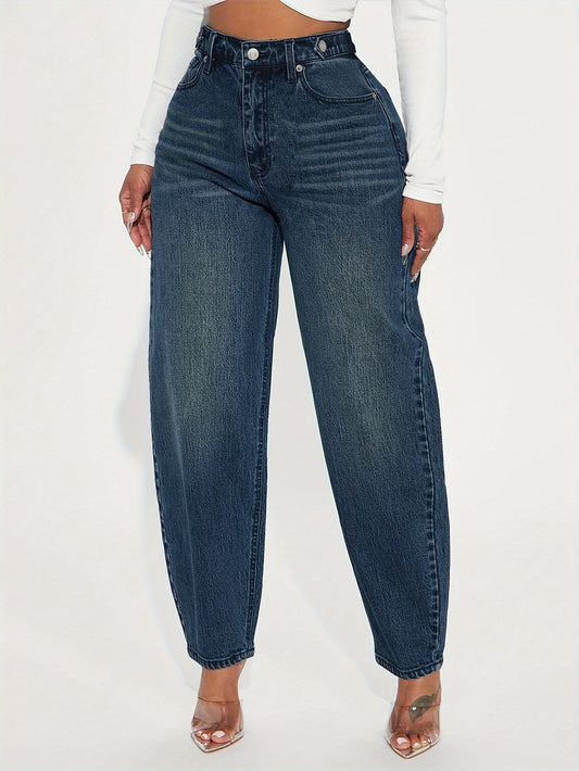 Retro Blauwe Hoge Taille Jeans