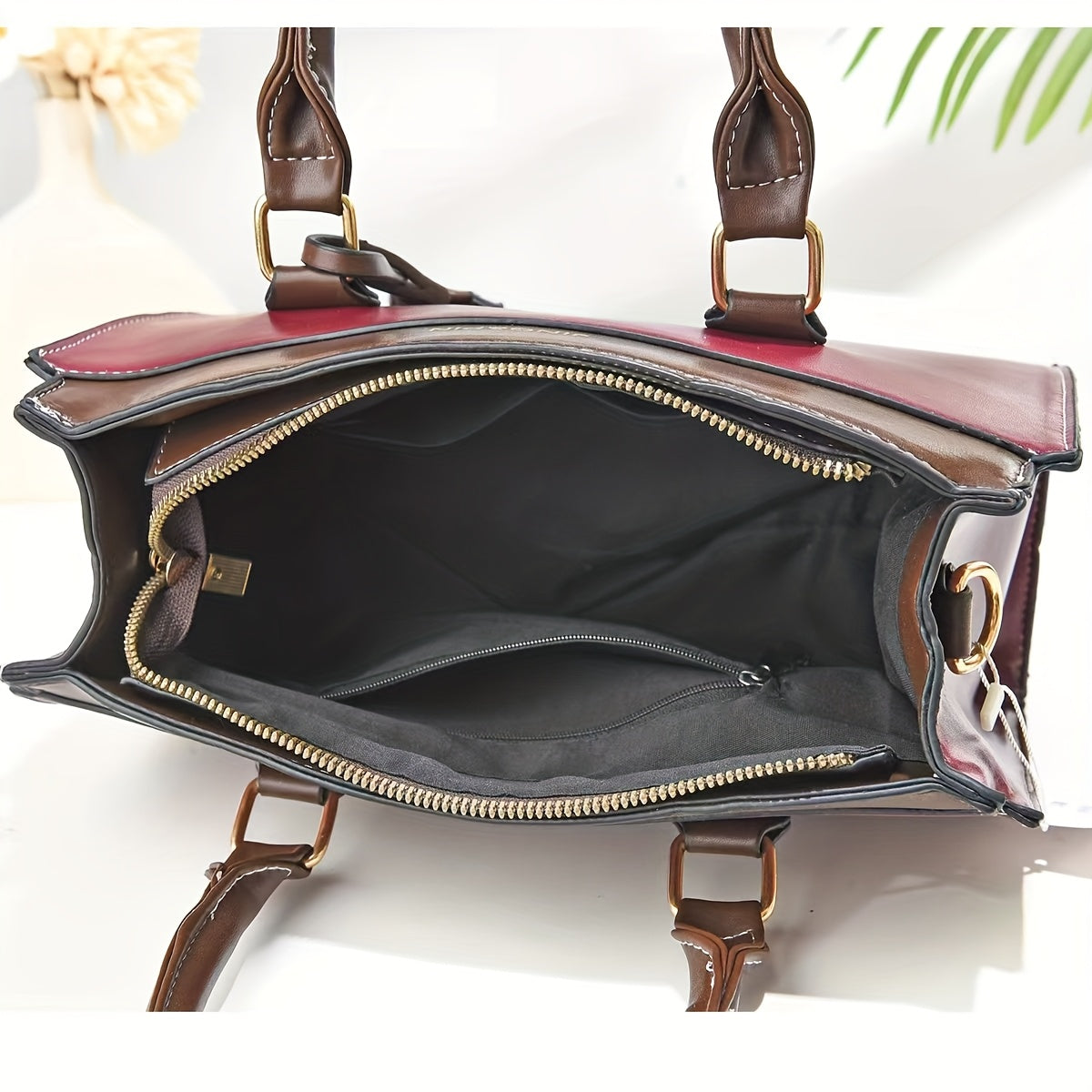 Elegante Wit & Bruine Handtas Set voor Dames