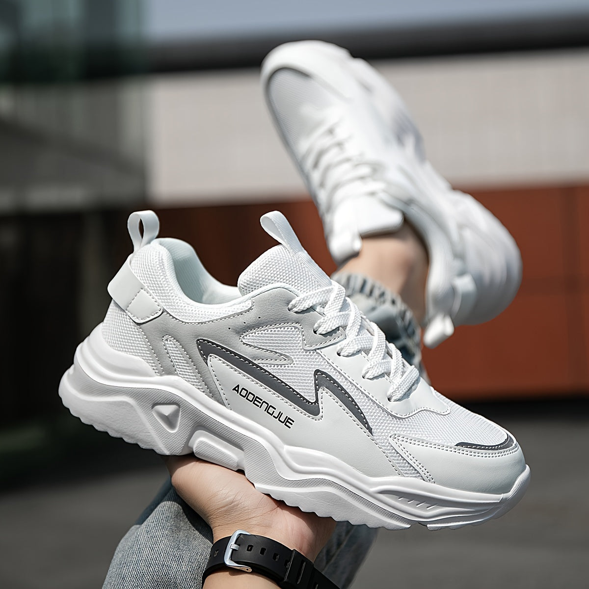 Heren Lichtgewicht Platform Sneakers - Urban Stride Zwart