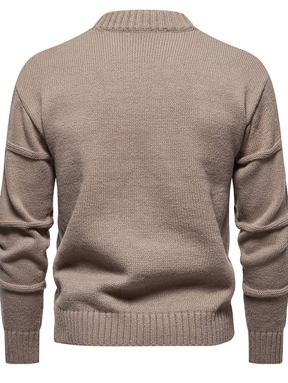 Casual Crew Neck Sweater - Cable-Knit