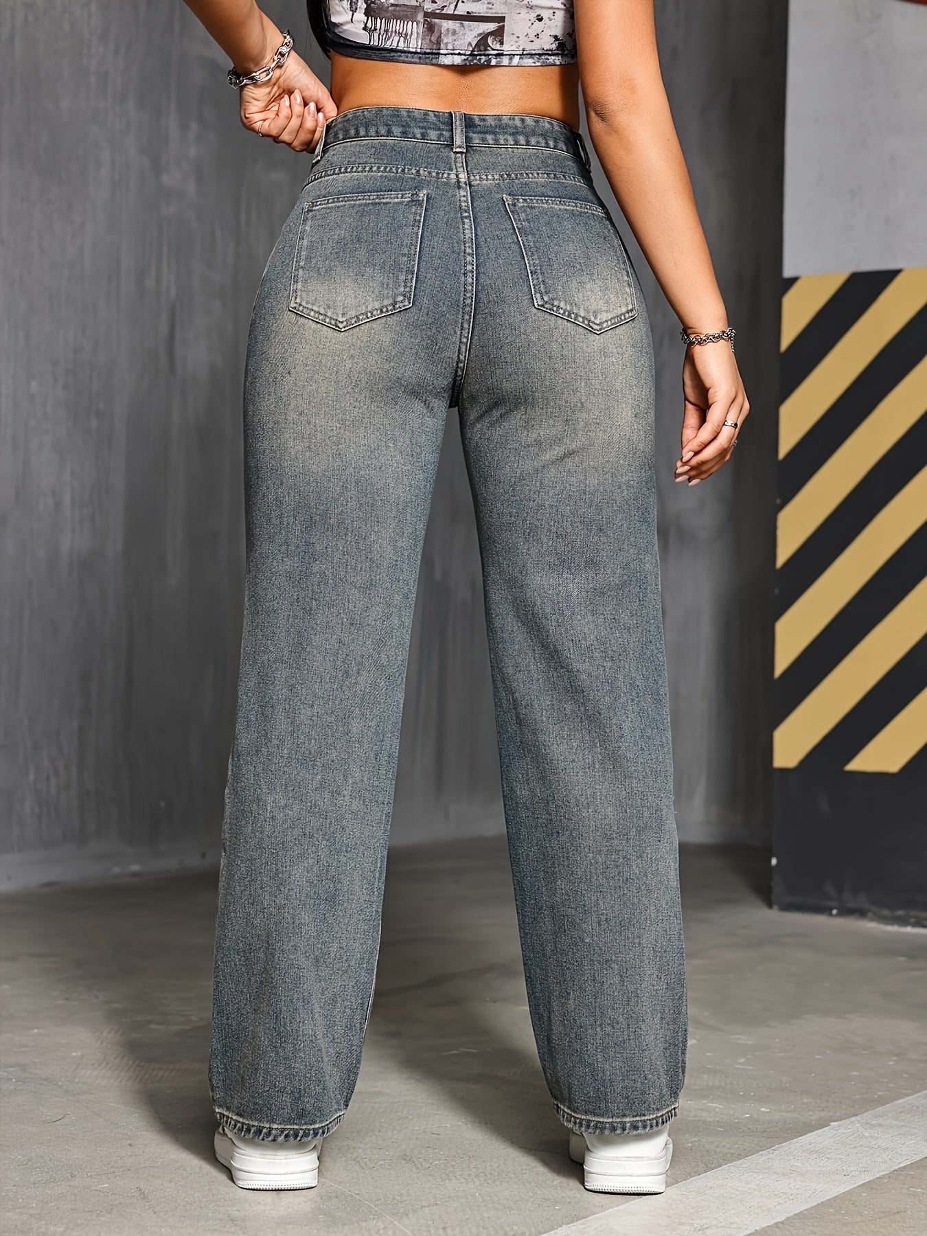 Blauwe Retro Loose Fit Jeans
