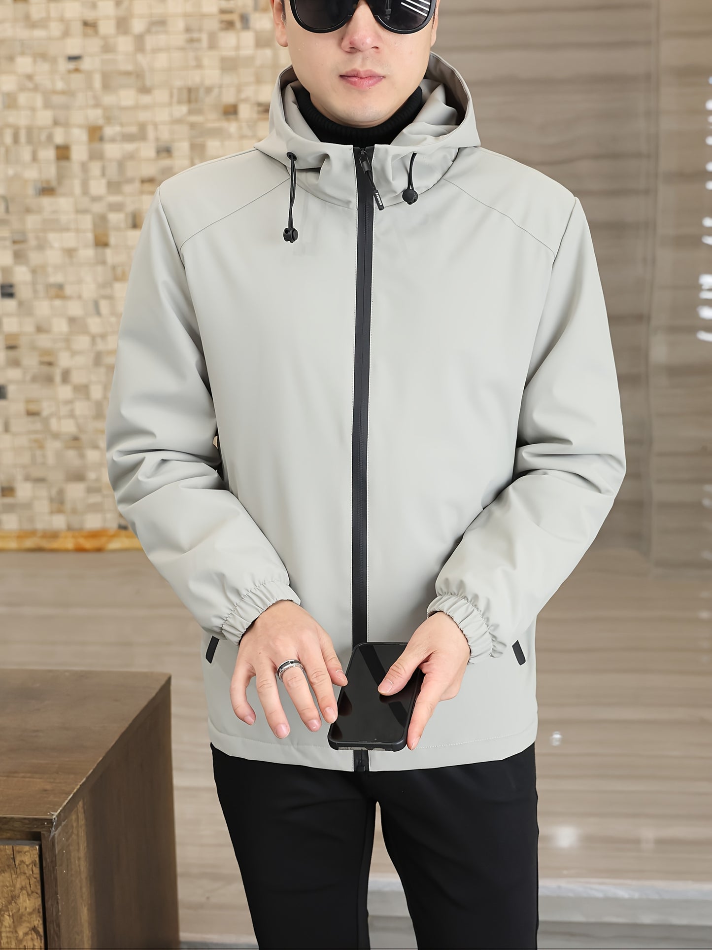 Heren Hooded Windbreaker - Zwarte Urban Edge