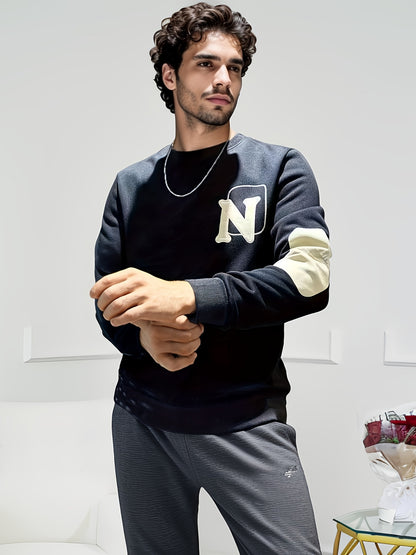 Heren Versatile Crew Neck Sweatshirt - Beige NY Stijl