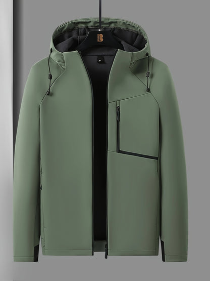 Heren Winddichte Fleece-Gevoerde Hoodie - Zwarte Outdoor Allure