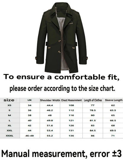 Unisex Classic Single-Breasted Trenchcoat - Tijdloos Olijfgroen