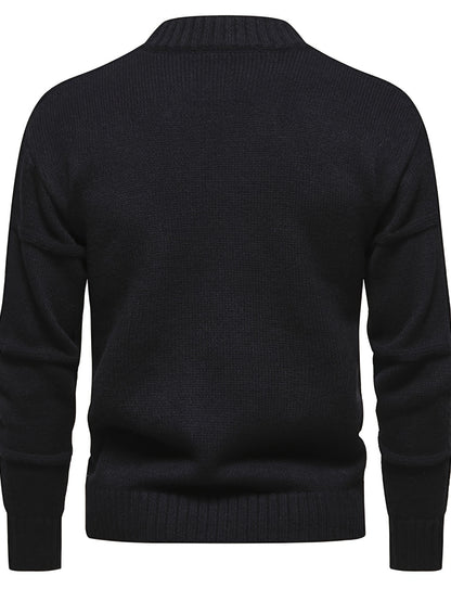 Casual Crew Neck Sweater - Cable-Knit