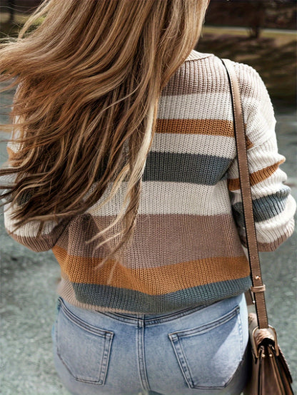Elegant Striped Pullover Sweater for Casual Women