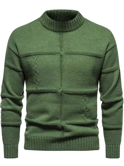 Casual Crew Neck Sweater - Cable-Knit