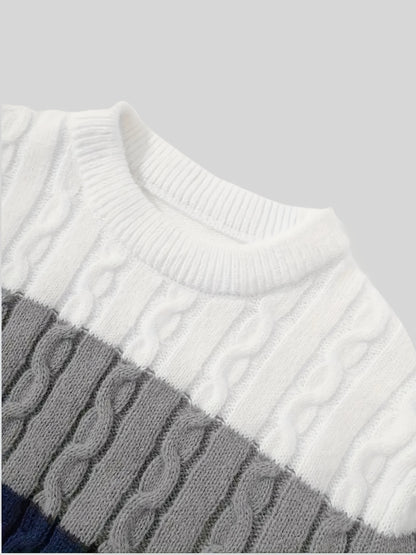 Color Block Crew Neck Sweater